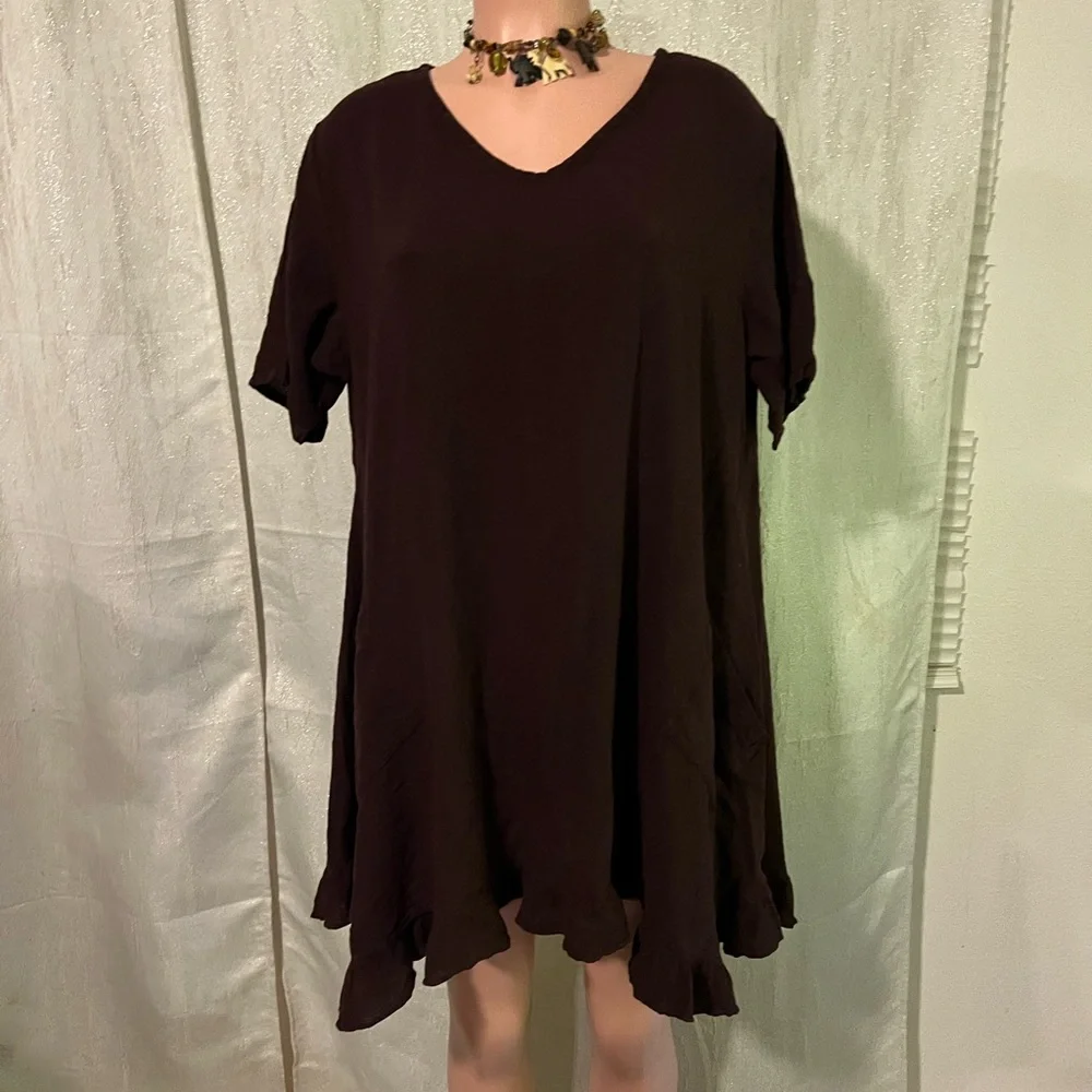 Oh My Gauze! Dark Brown Tunic Top - Picture 1 of 7